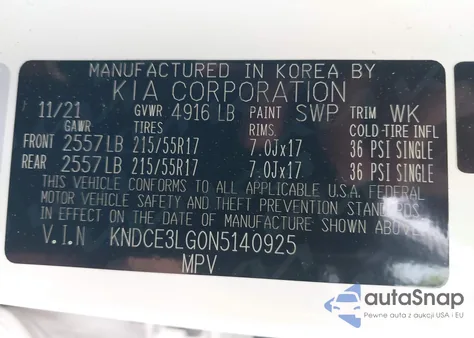 2022 Kia Niro Ev Ex Premium из США, поврежденный, VIN KNDCE3LG0N5140925